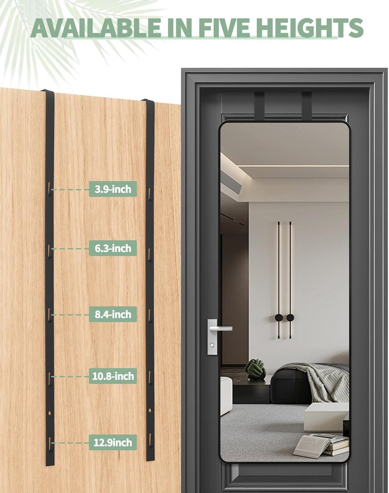 OXDFK 4 PCS Over The Door Mirror Hanger, Adjustable Door Mirror Hanger, Five-Hole Over The Doors-Mirrors Hook, Mirrors Doors Hangers with 2 Iron Filings and Screws (Black) - Image 5